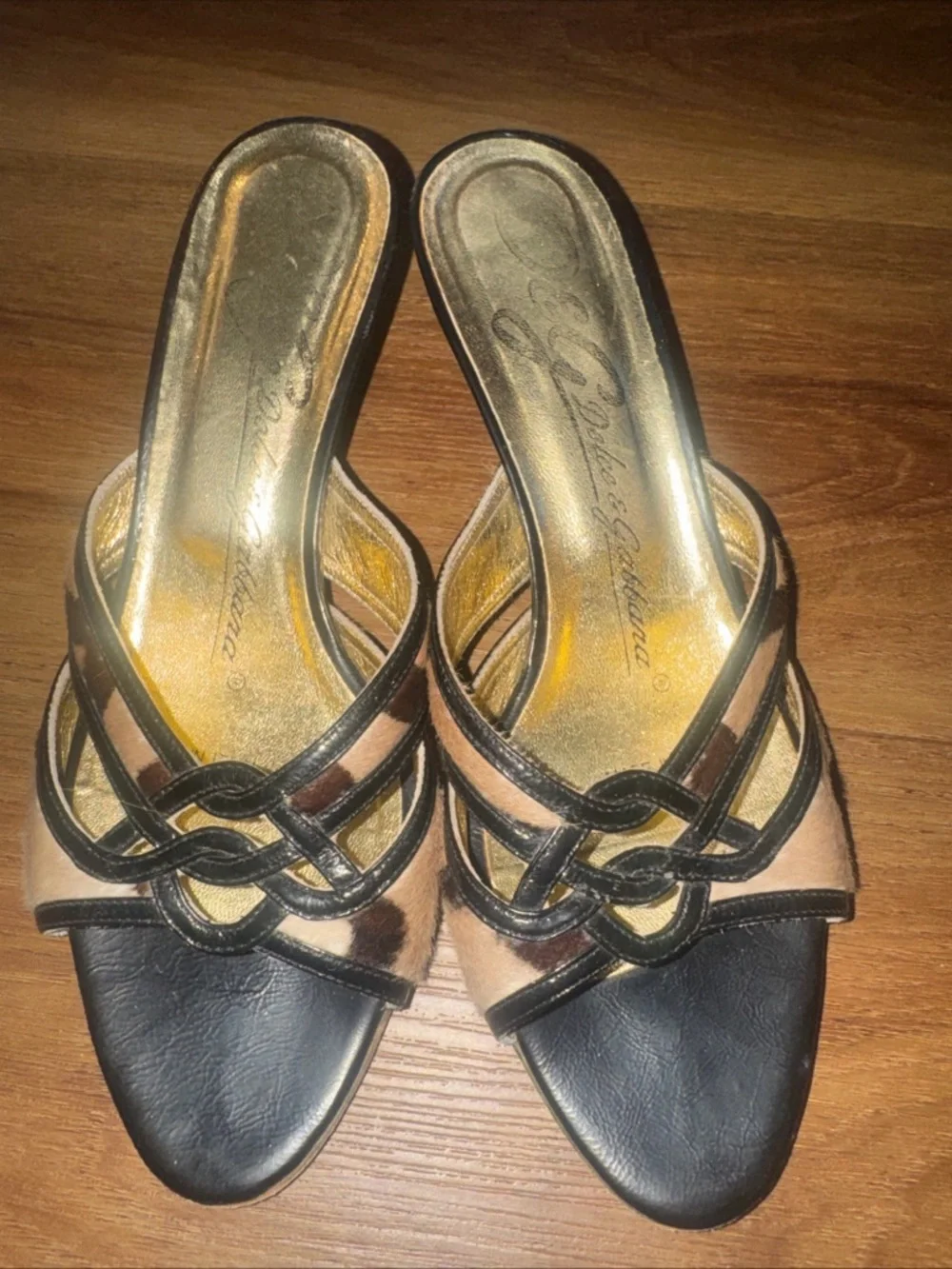 Dolce & Gabbana Vero Cuoio Leopard Print Open Toed Sandal Heels wns Size 8